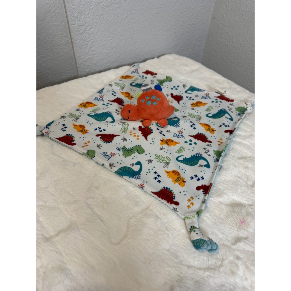 Mary Meyer Dinosaur Lovey Security Blanket Orange Blue Ribbed Corduroy Fleece